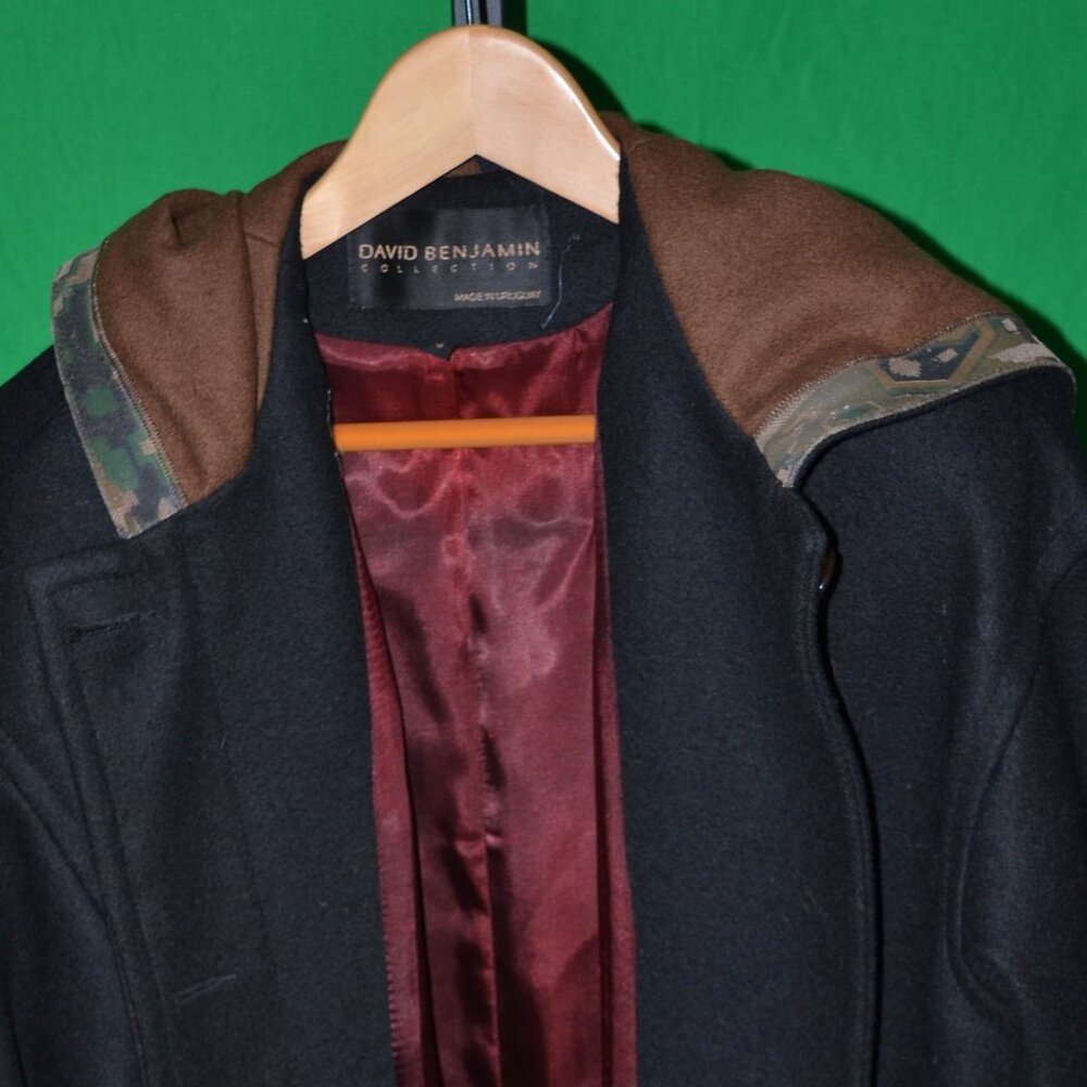 DAVID BENJAMIN BLACK AND BROWN 100% PURE WOOL COAT  SIZE 6